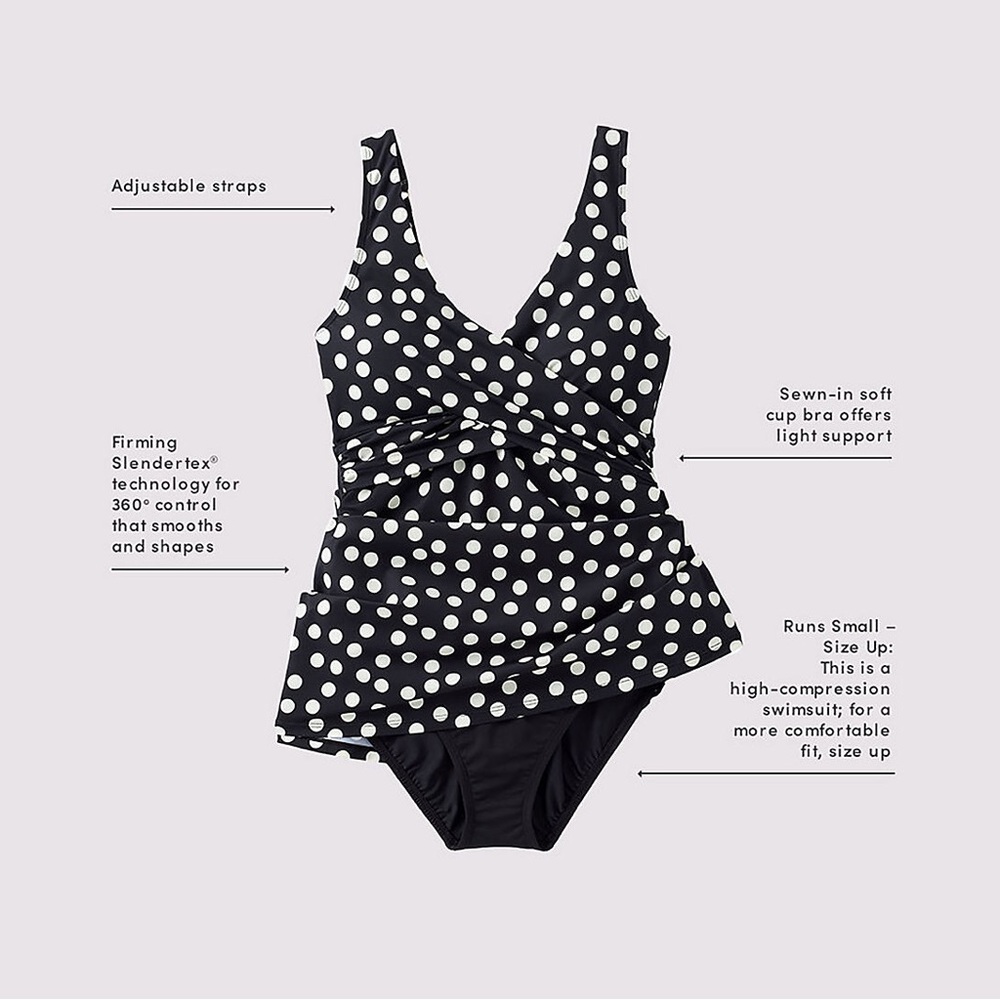 Lands end slendersuit wrap one piece swim dress swimsuit size 4 petite - Picture 3 of 6